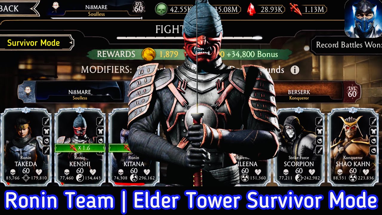 FW Survivor Mode elder Tower Battle | Diamond Ronin Team | MK Mobile