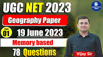 NTA UGC NET GEOGRAPHY PAPER 19 JUNE 2023 ANSWER KEY PART-1