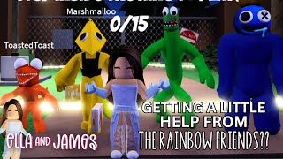 Playing Rainbow friends with ORANGE YELLOW GREEN AND BLUE!?! (I almost died) Roblox Gameplay