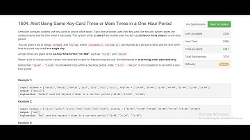 1604. Alert Using Same Key Card Three or More Times in a One Hour Period | Biweekly Contest 36