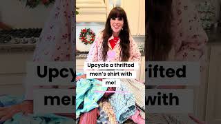 Upcycle a thrifted men’s shirt! Ruffle collar tutorial! #upcycleproject #diyprojects #rufflecollar 