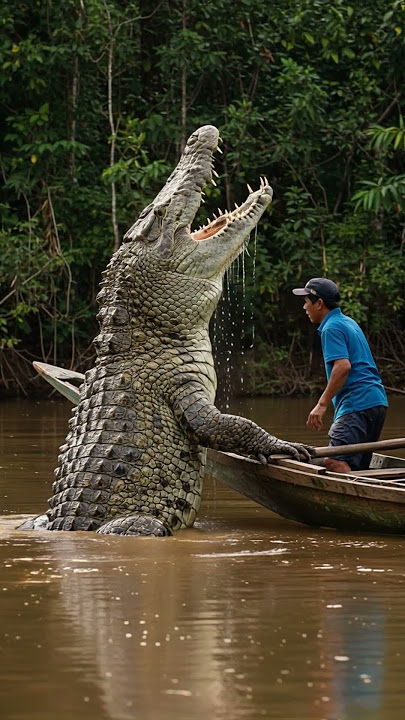 VIRAL! Buaya BESAR Muncul di Kapal Nelayan, Warga Takut Melompat ke Sungai! #DetikDetikMencekam