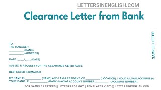 Clearance Letter from Bank - Sample Letter Requesting Clearance Certificate from Bank