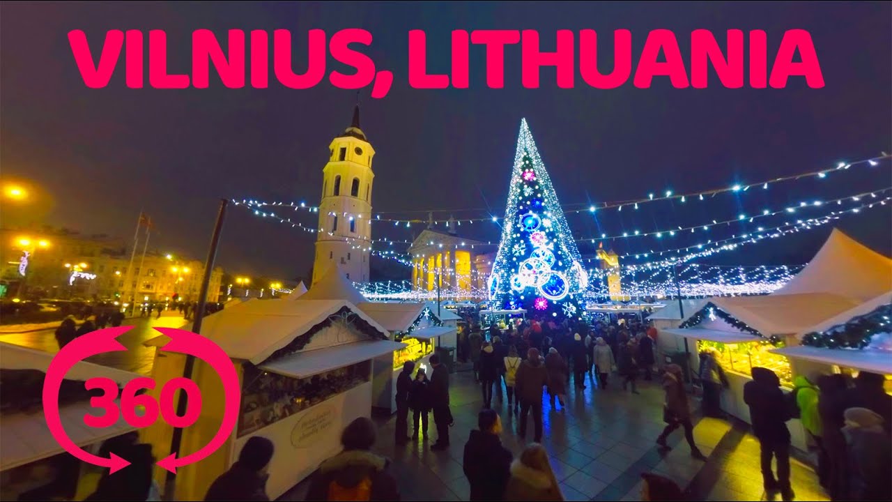 Christmas Fair in Vilnius VR 360 video. Рождественская ярмарка в Вильнюсе.