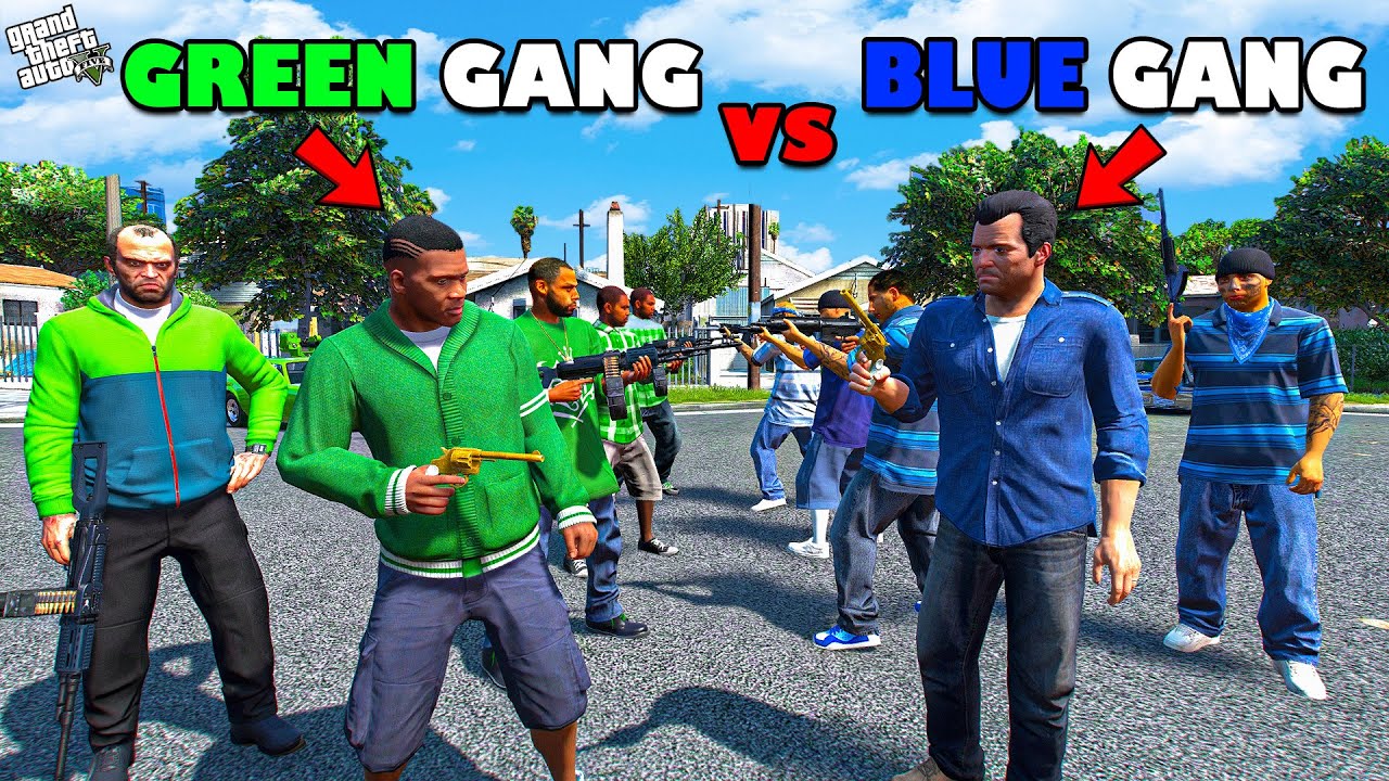 Franklin Builds the GREEN GANG to Take Down the BLUE GANG in GTA 5! 🔥💥 Gang War | Shinchan & Chop