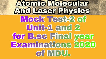 Atomic Molecular And Laser Physics
