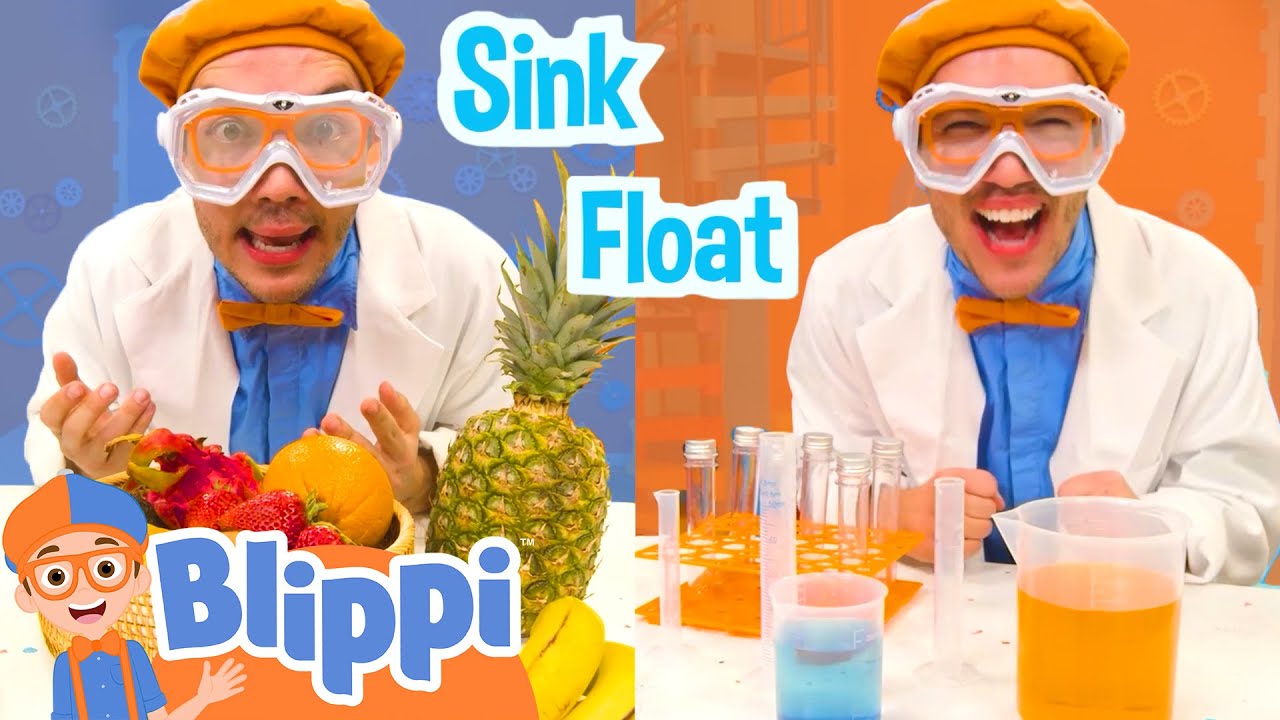 Blippi Plays Sink or Float with Fruit From an Orange Farm Blippi