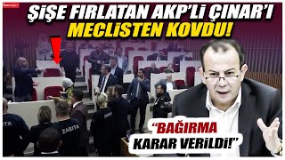 Tanju Özcan şişe atan AKP'li Çınar'ı meclisten kovdu! \
