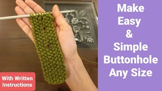 How to knit Easy Buttonhole On Sees Stitch buttonband | Yarnover | Small buttonhole & Big Buttonhole