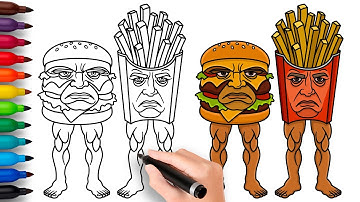 HOW TO DRAW BURGURO AND FRYURO | Italian Brainrot Animals - Easy Step by Step Drawing