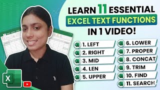 Master 11 Essential Excel Text Functions In 1 Video! 🚀