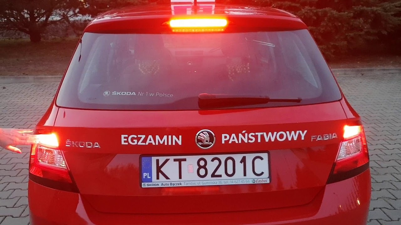 Egzamin kat.B SKODA Fabia działanie świateł hamowania