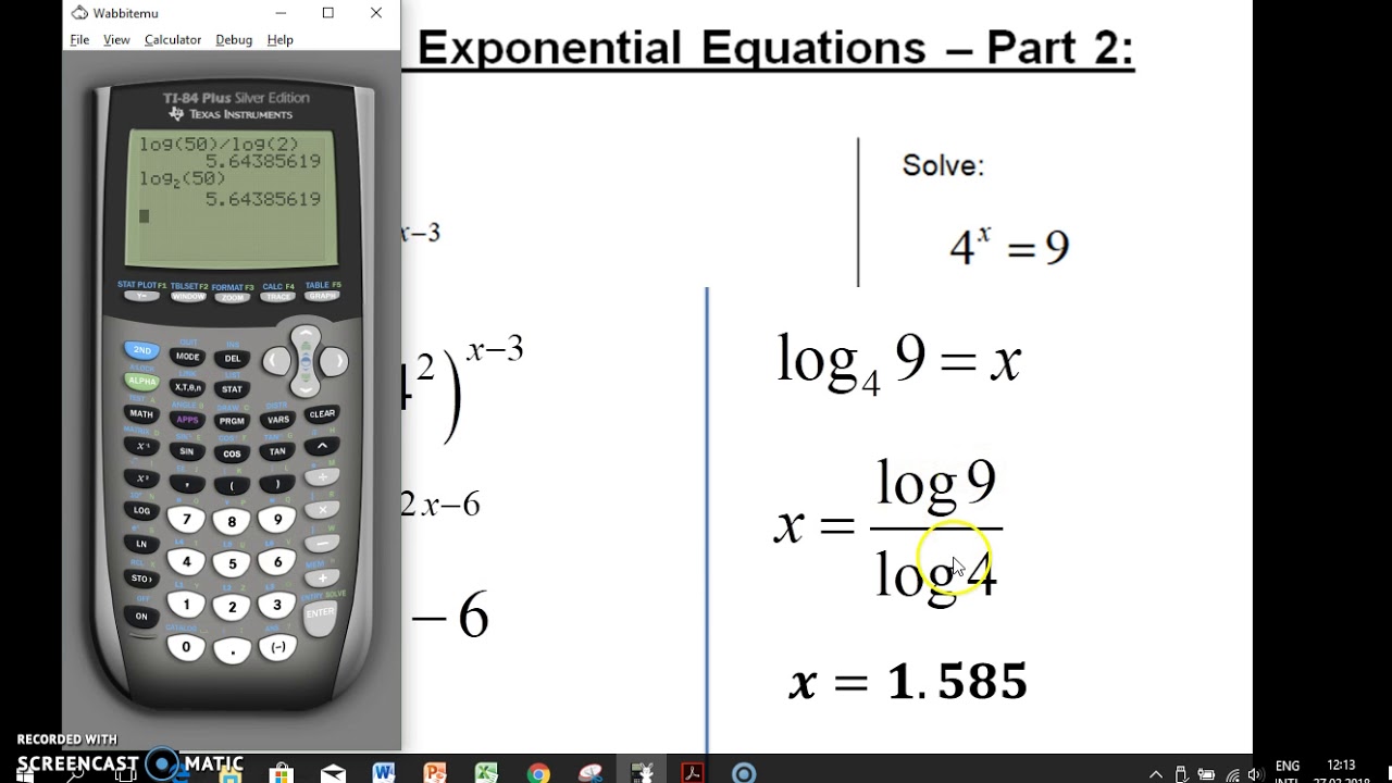 Skill Video Solving Exponential Equations 2 - YouTube