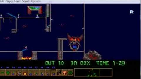 Lemmings my real custom level 9: Hall of flames (my own created board)