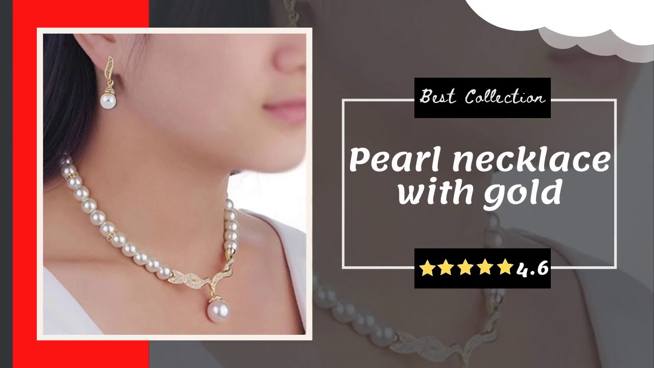 Two Layered Pearl Necklace which has gold design