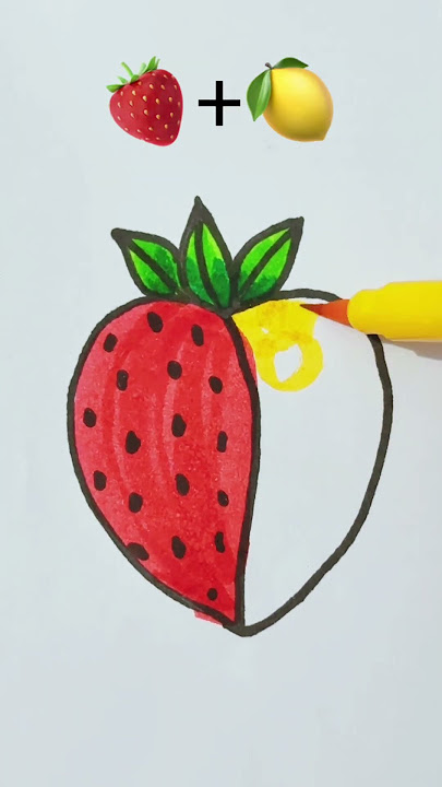 Strawberry 🍓   Lemon 🍋 Mix Art | Satisfying Fruit Drawing | Easy Creative Art #art #shorts