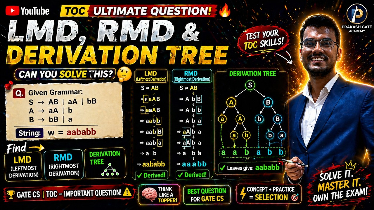 LMD, RMD & Derivation Tree | 99% Students Get This Wrong 😱 | TOC ...