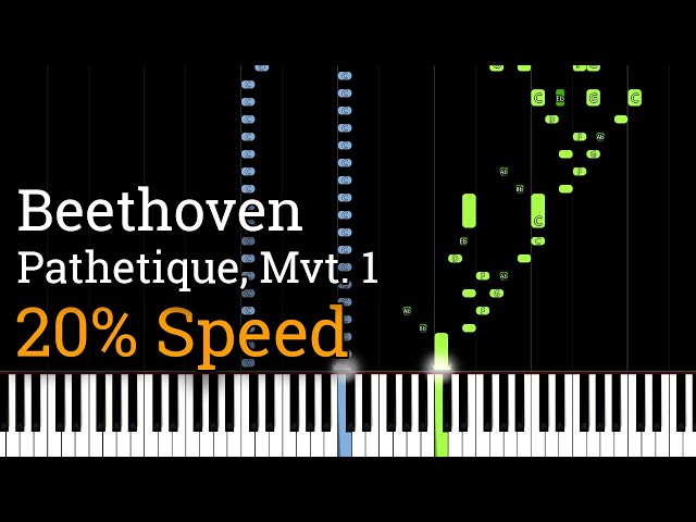 Beethoven - Sonata No. 8 Op. 13 Pathetique, Mvt. 1 (Slow Piano Tutorial) [20% Speed] class=