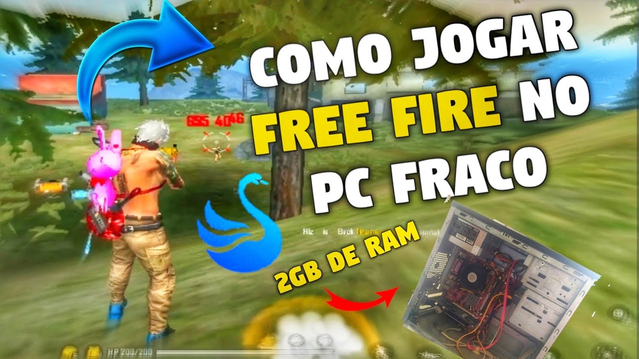 Como jogar FREEFIRE no PC FRACO com 2GB Ram P3 ! #fogareugratis