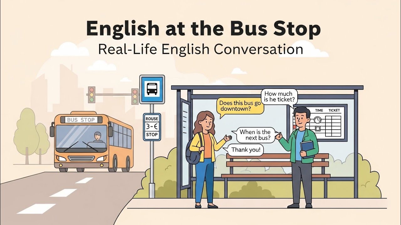 Learn How to Talk at the Bus Stop in English/english listening practice ...