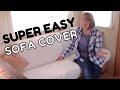 HOW TO COVER AN UGLY  SOFA / JACKKNIFE SOFA COVER / RV SOFA COVER / COVER UP AN UGLY SOFA