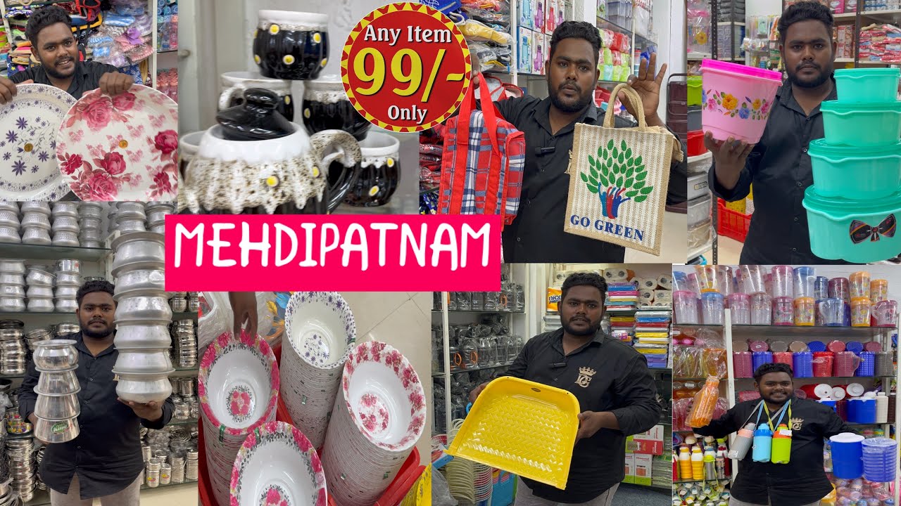 Hyderabad biggest😎 ₹99 home needs 10,000+ variety showroom in Mehdipatnam Dhamaka sale#viralvideo 🔥