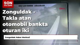 Zonguldak - Takla atan otomobil bankta oturan iki kardeşe çaptı: 6 yaralı