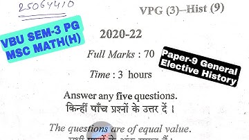 VBU/BBMKU PG MSC SEM-3 MATH(H) PAPER-09 GENERAL ELECTIVE HISTORY #PREVIOUS_YEAR_QUESTION 2020-22