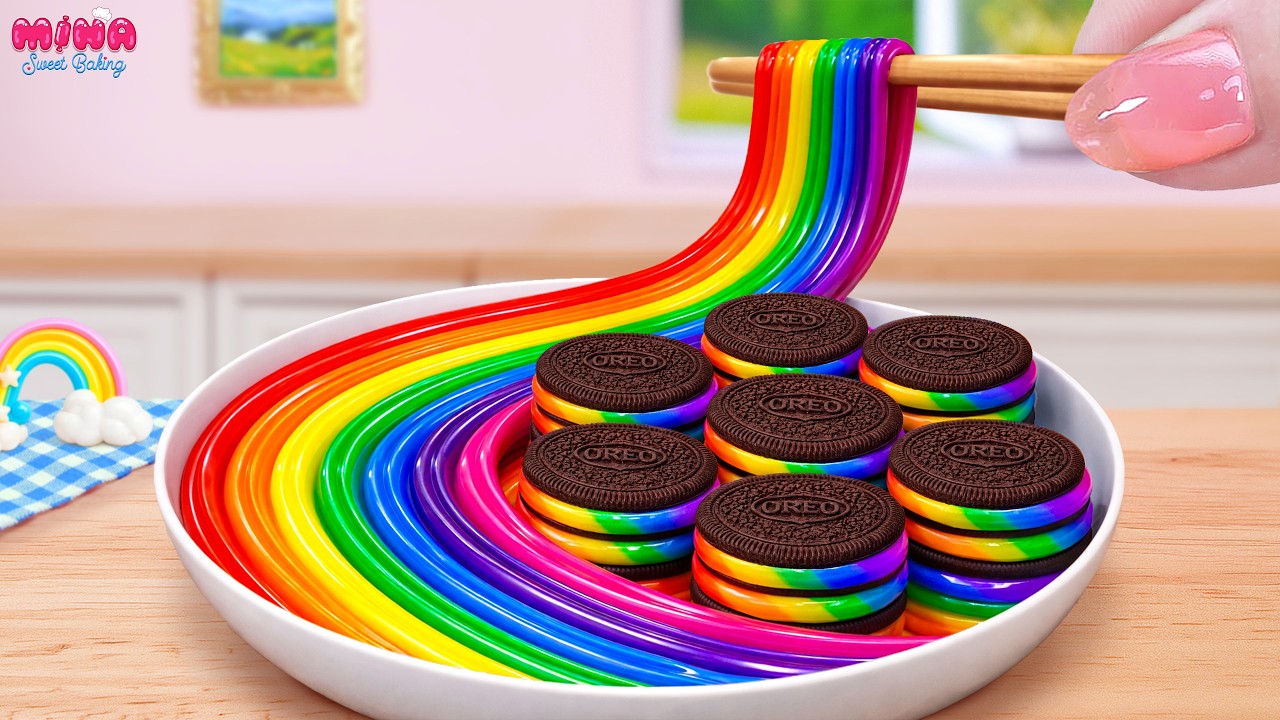 💙Amazing OREO Cake Recipe💙Miniature Chocolate Oreo Cookies vs Rainbow Jelly | Mina Sweet Baking