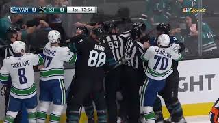 Scrum Breaks Out After Jeffrey Viel Receives Head Contact On Hit From Kyle Burroughs