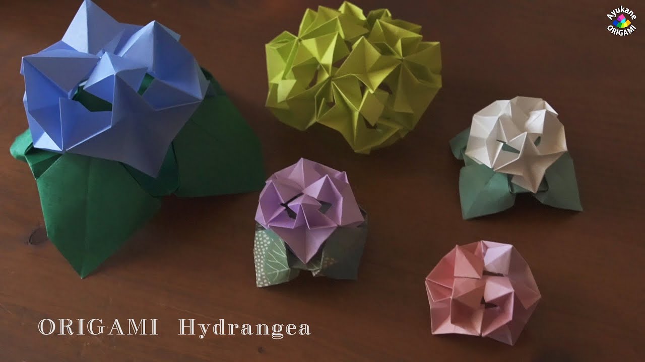 あじさい折り紙 立体 花 Hydrangea Origami Tutorial 折り紙で遊ぼ Ayukane