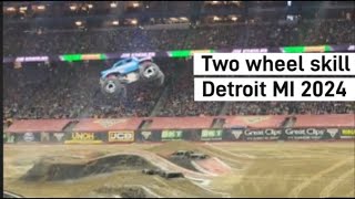 Monster jam Detroit MI two wheel skill