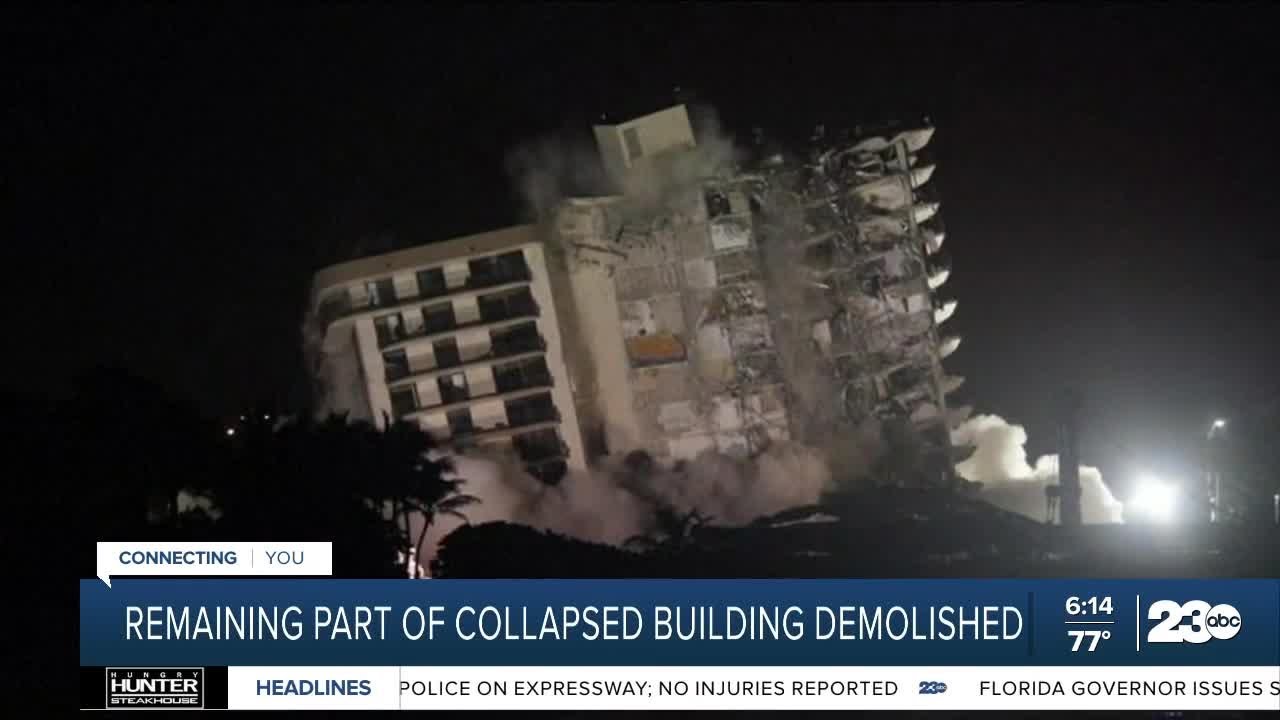 Remaining part of collapsed Florida condo demolished - YouTube