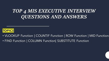 Top 4 Excel Interview Questions for MIS Executive | Excel Job Interview Test