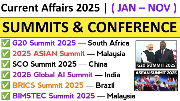 Summits and Conferences 2025 Current Affairs | Imp Summit 2025 Current Affairs | Current Affair 2025