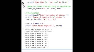 Python program for Tower of Hanoi using Recursion with n disk and print total moves required