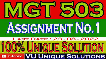 MGT503 Assignment 1 2022