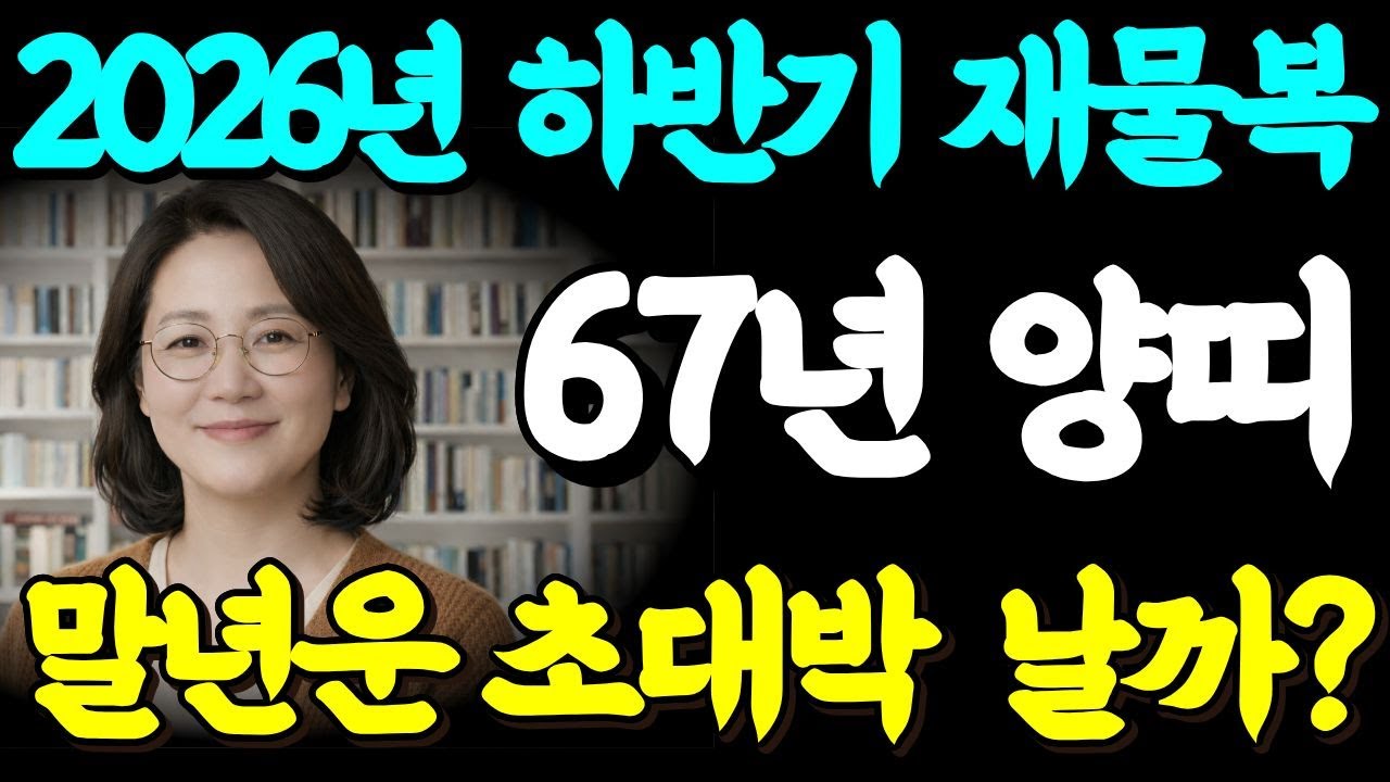 ✨말년운 초대박 날까?✨26년 하반기 재물복✨#1967년생 #양띠운세 #2026년운세 #정미년생#58세운세#양띠2026#병오년운세#토생금 #화생토 #말년운 #띠별운세#67양띠말년운