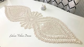 Crochet Table Runner - Bademli Tığ İle Örgü Kolay Runner Yapımı - Part 1