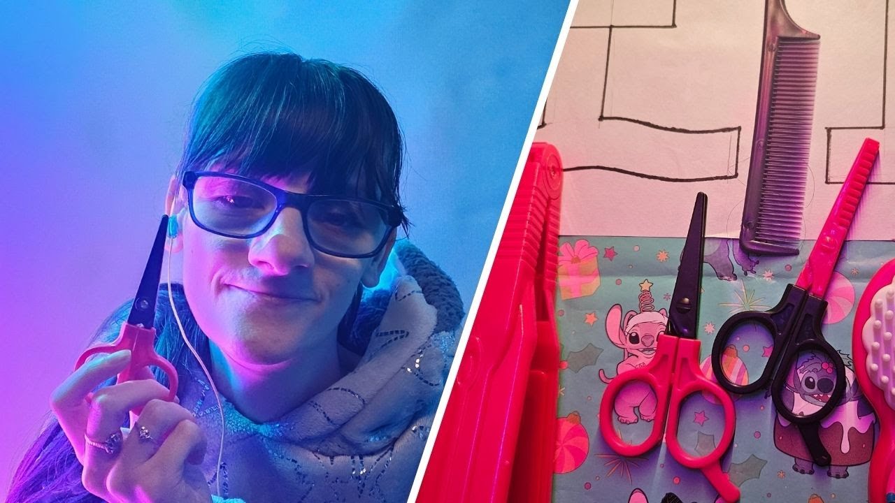 Plastic £1 hair cut ASMR