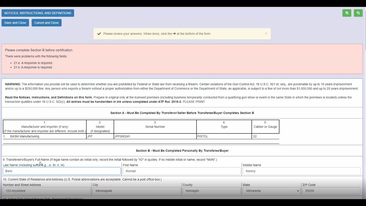 U Pin On 4473 Example.pdf Easy 4473 Demo - YouTube
