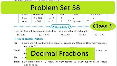 Problem Set 38 Class 5th Math Ch-9 Decimal Fractions / Problem Set 38 / Standard 5th / Maharashtra