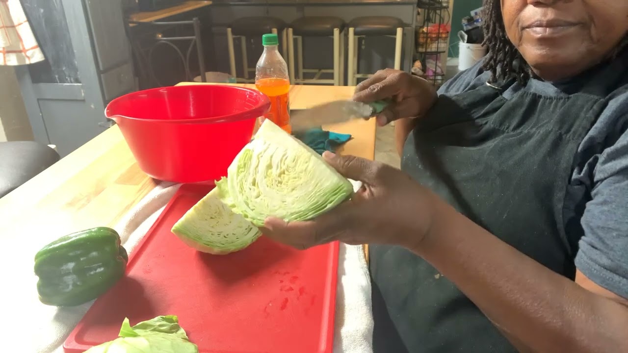 Baked sweet potatoes,cabbage and smothered chicken thighs