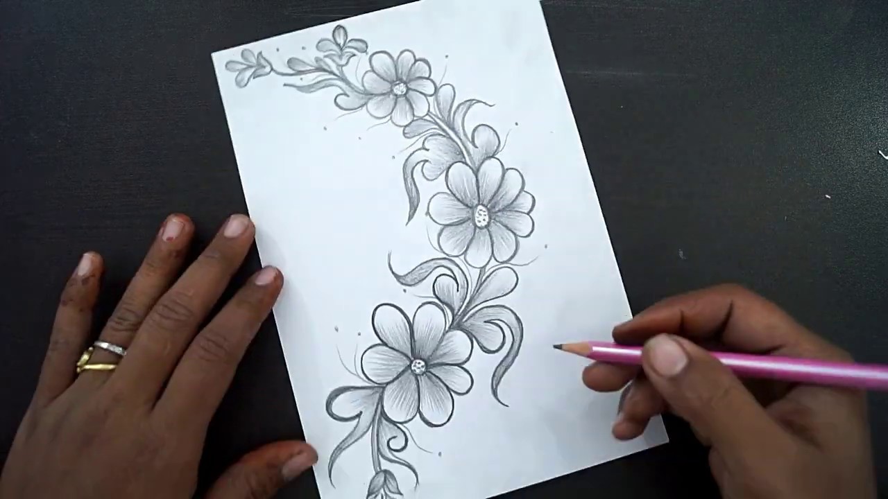 Easy Flower Drawing In Pencil - ClipArt Best