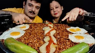 2 KG KOREAN SPICY🔥🌶BLACK BEAN NOODLES MUKBANG|🔥MOMOS EATING|SUNNY SIDEUP EGGS|ASMR MUKBANG#food#asmr