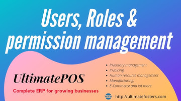 User Management   Roles, permissions, users, service staffs in UltimatePOS