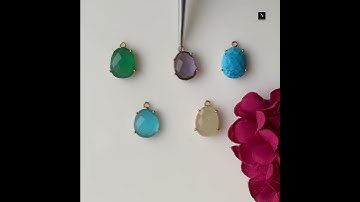 Prong Setting Connector, Gold Plated Gemstone Connector, Free Form, Flashy Gemstone, Single Bail.