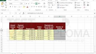 Use the NPER function to calculate the number of periods for an investement (Excel 2013)