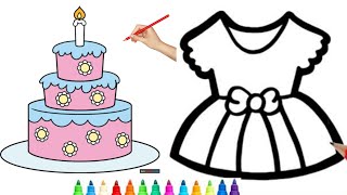 how to draw frock | how to draw cake | cake | frock
