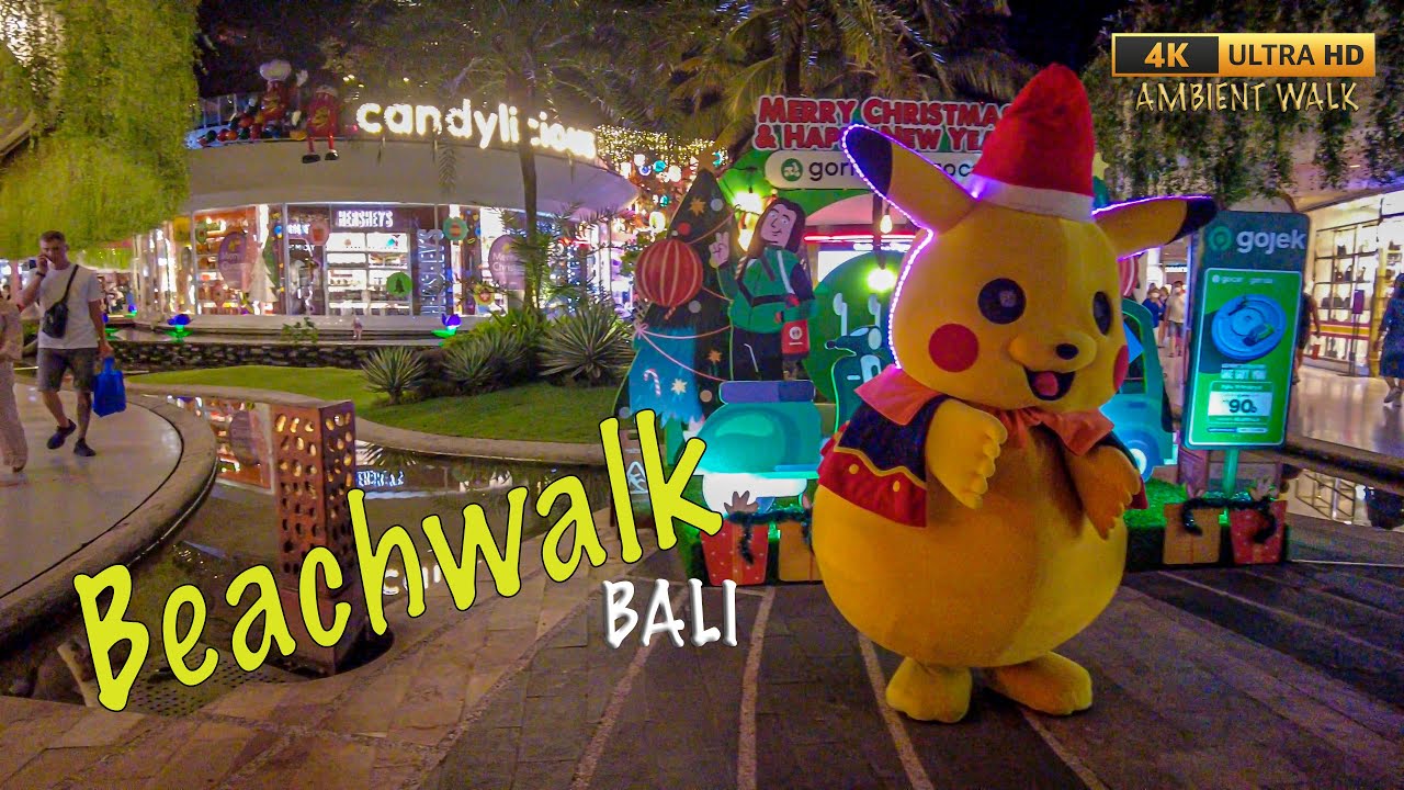 Wonderful Beachwalk Shopping Mall, Bali Night 4K Ambient Walk YouTube